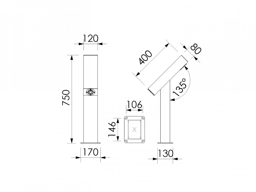 Rome 15W – 30W IP67 Aluminum Bollard LED Luminaire for garden and landscape lighting
