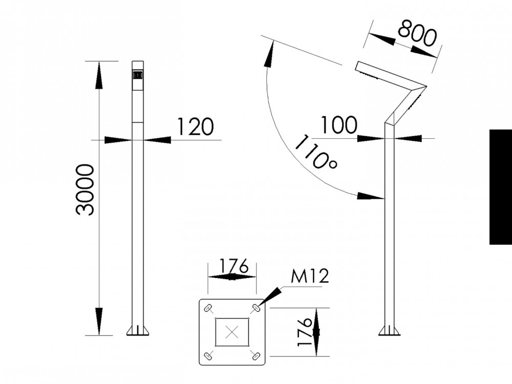 Berlin pole type CRI 80 IP65 IK10 aluminum galvanized steel LED lighting fixture