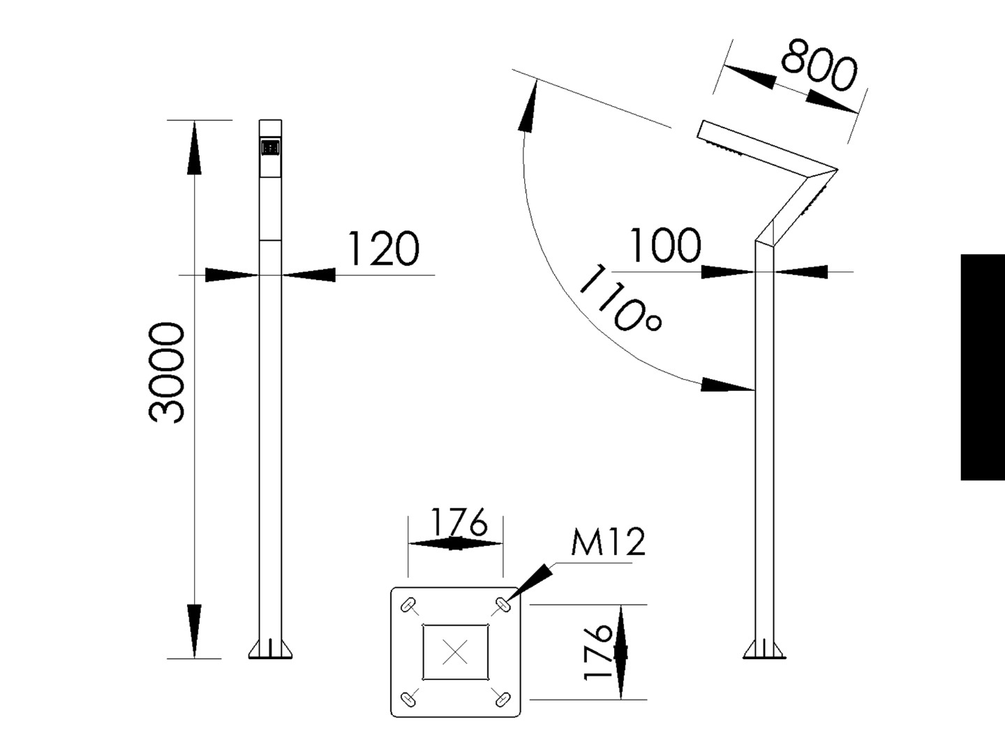 Berlin pole type CRI 80 IP65 IK10 aluminum galvanized steel LED lighting fixture