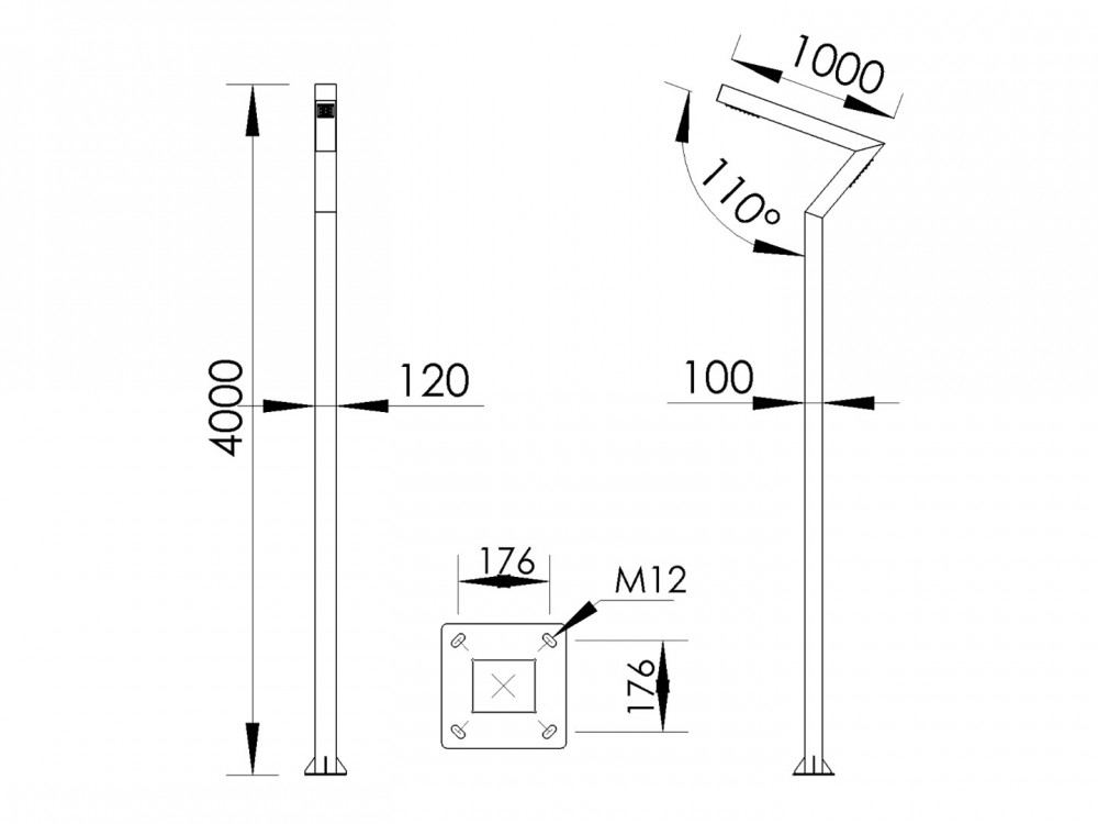 Berlin pole type CRI 80 IP65 IK10 aluminum galvanized steel LED lighting fixture