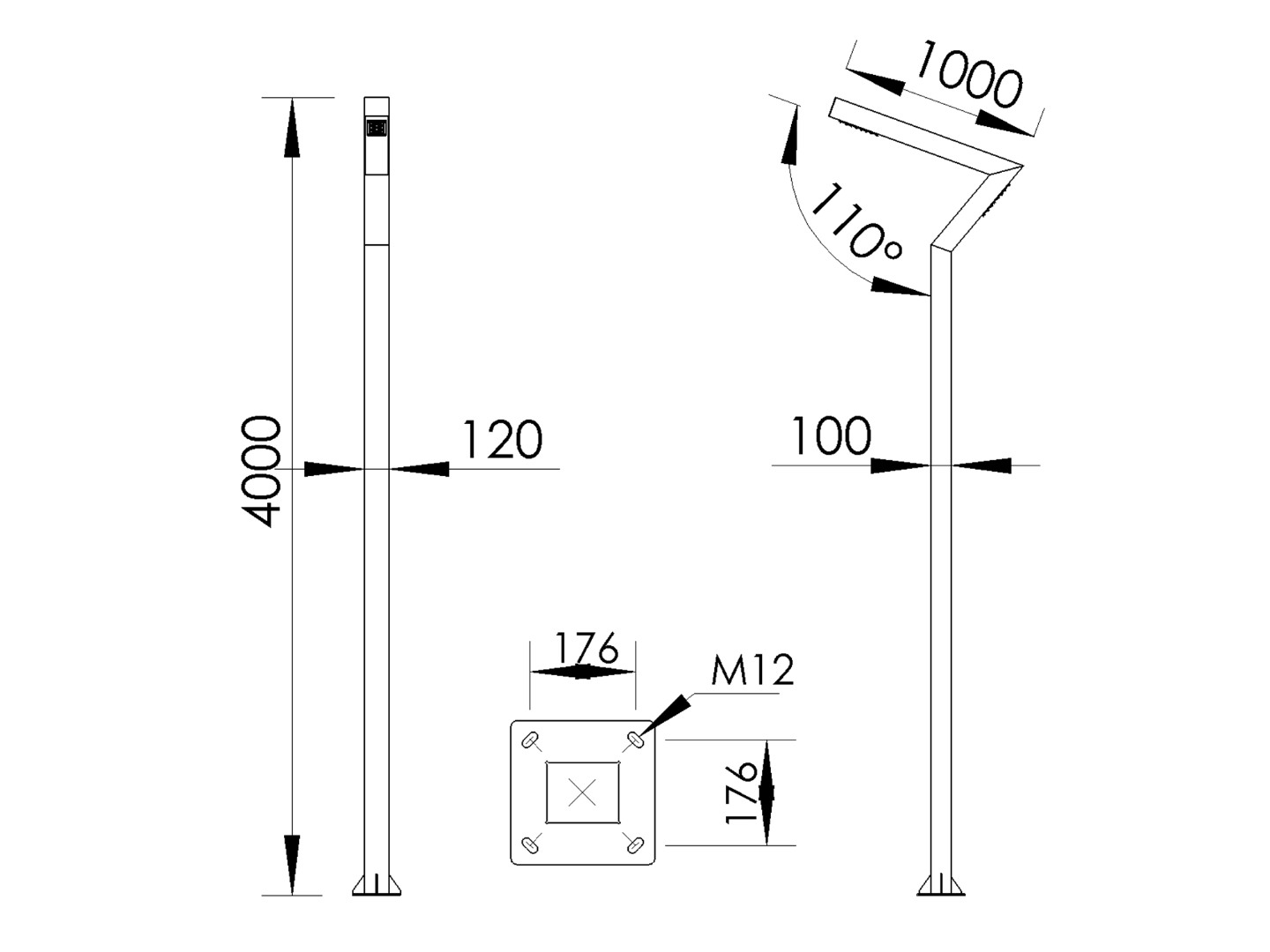 Berlin pole type CRI 80 IP65 IK10 aluminum galvanized steel LED lighting fixture