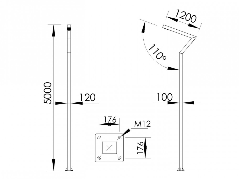 Berlin pole type CRI 80 IP65 IK10 aluminum galvanized steel LED lighting fixture