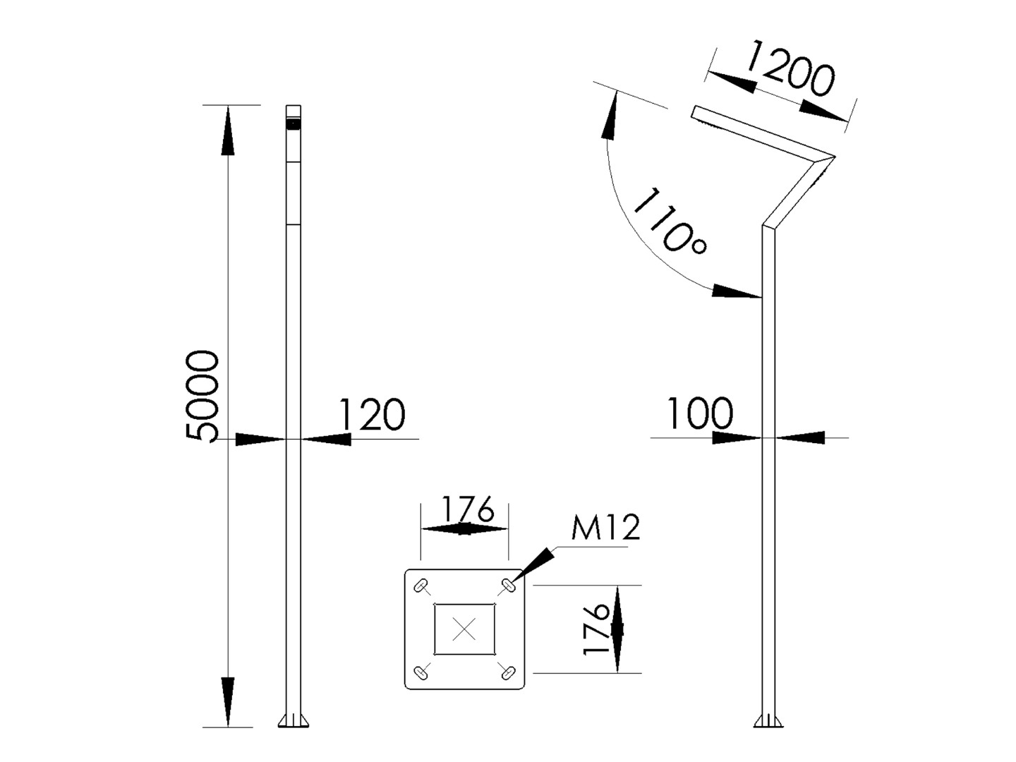 Berlin pole type CRI 80 IP65 IK10 aluminum galvanized steel LED lighting fixture