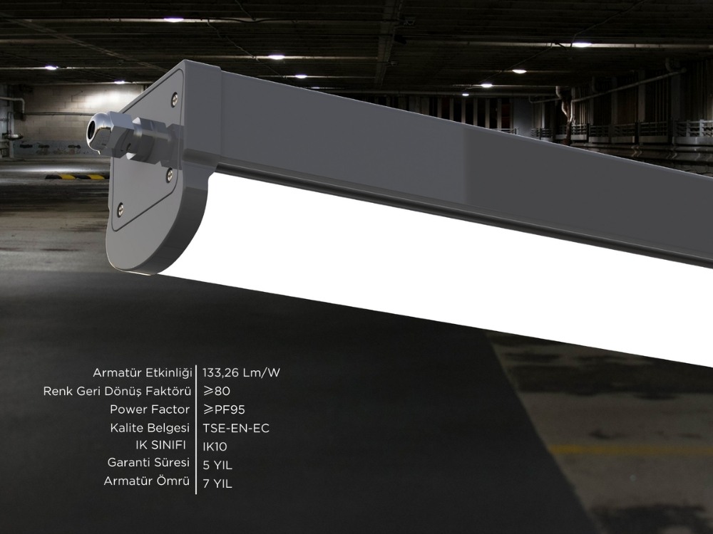 Vigo 18W – 36W CRI 80 Anti Glare IP65 Polikarbon Gövde Etanj LED Armatür