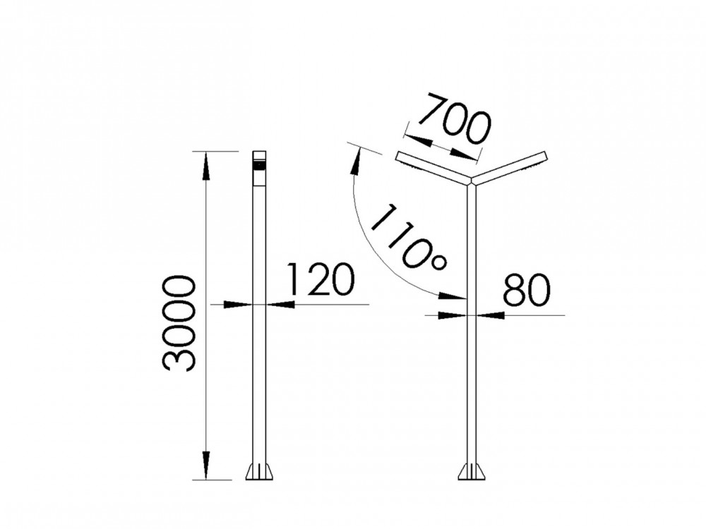 Vienna CRI 80 IP66 IK10 Aluminum Galvanized Steel Pole Type LED Lighting Fixture
