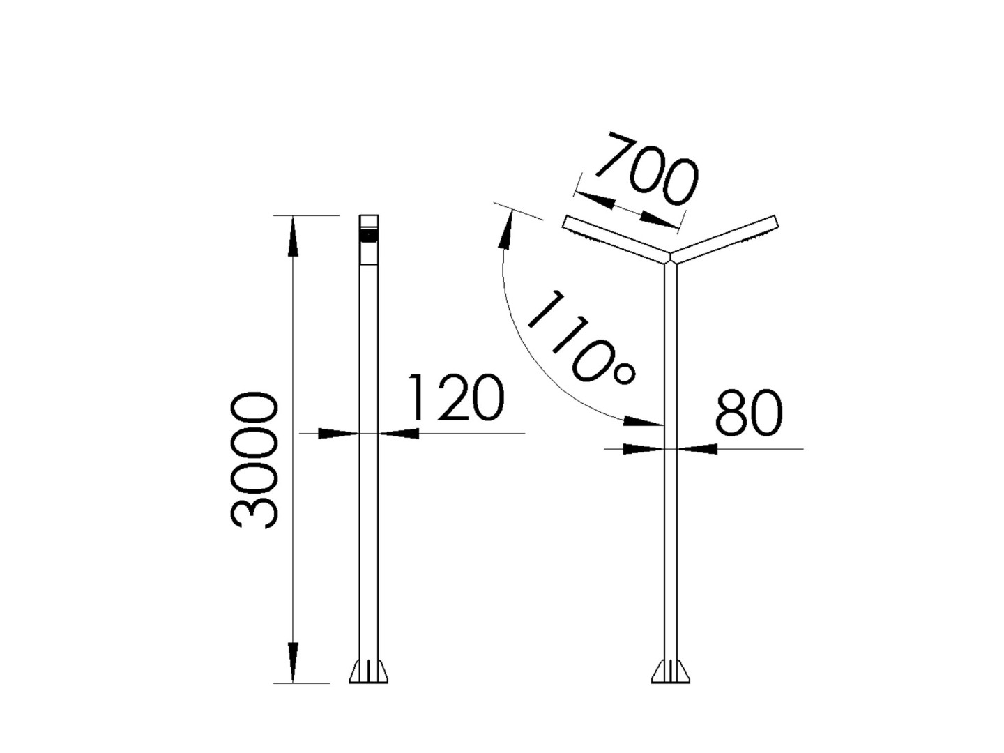 Vienna CRI 80 IP66 IK10 Aluminum Galvanized Steel Pole Type LED Lighting Fixture