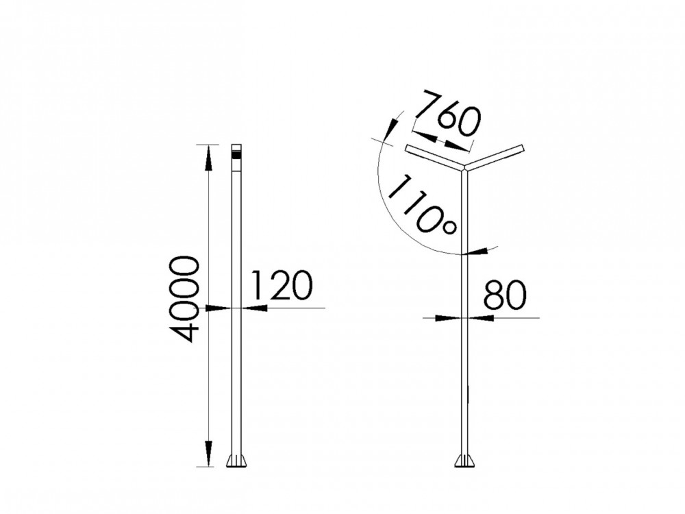 Vienna CRI 80 IP66 IK10 Aluminum Galvanized Steel Pole Type LED Lighting Fixture