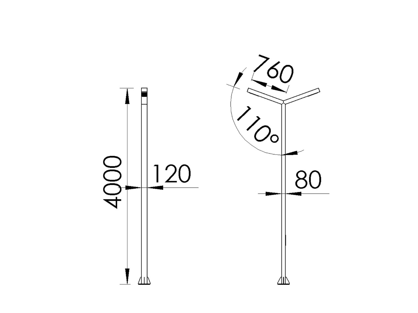 Vienna CRI 80 IP66 IK10 Aluminum Galvanized Steel Pole Type LED Lighting Fixture